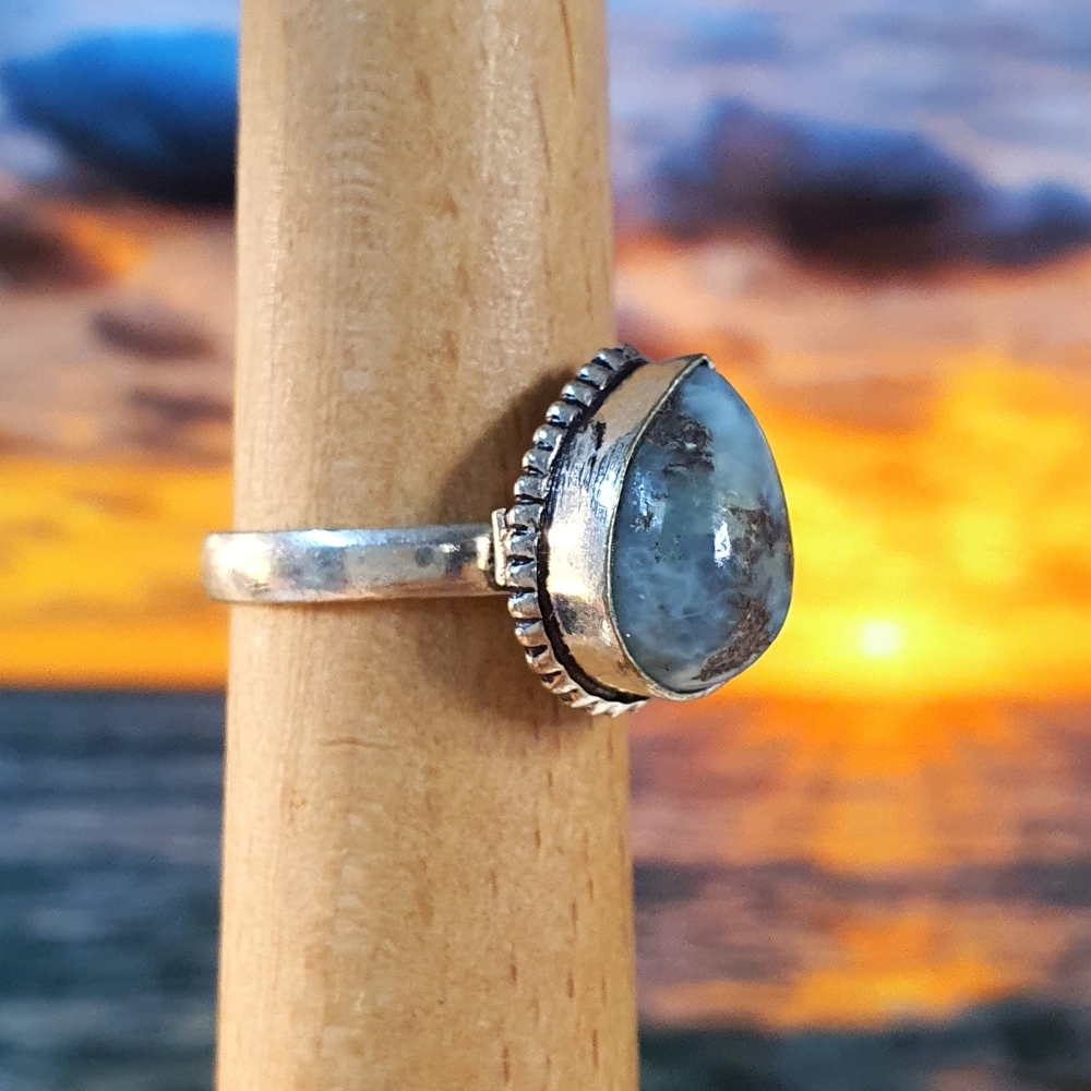 Larimar Gemstone Sterling Silver Plated Ring Size 6